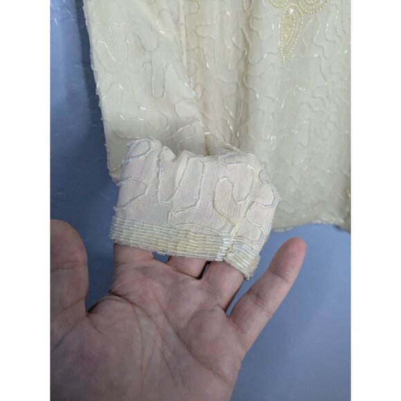 Adrian Papier Womens Ivory Beaded Silk Jacket 24 sz PS Evening - Picture 9 of 16